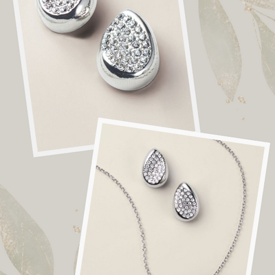 Glistening droplet necklace & earring set
