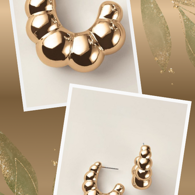 Sculpted bubble hoop earrings - Thumbnail 5