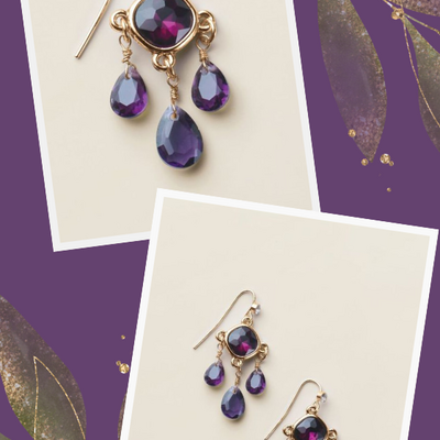 Majestic plum drop earrings - Thumbnail 4