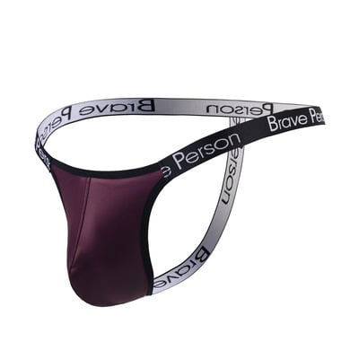 3pk faux leather pouch mixed-color men's sexy underwear lingerie low-rise t-string thong underpants br1180 - Thumbnail 1