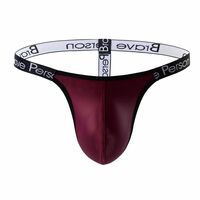 3PK Faux leather pouch mixed-color Men's sexy underwear lingerie low-rise t-string thong underpants BR1180 - Thumbnail 1