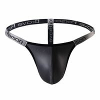 3PK Faux leather pouch mixed-color Men's sexy underwear lingerie low-rise t-string thong underpants BR1180 - Thumbnail 8