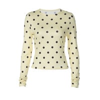 Round neck long sleeve polka dot print slim fit base layer T-shirt - Thumbnail 5