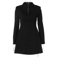 Chinese-style stand-up collar fashionable and elegant cardigan with button-down waist slimming dress - Thumbnail 3