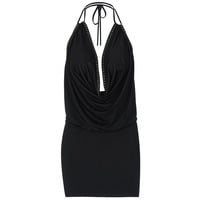 Sexy deep V-neck halter neck tie backless bodycon dress - Thumbnail 6