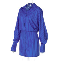 Stylish and elegant striped polo collar faux two-piece bodycon dress - Thumbnail 1