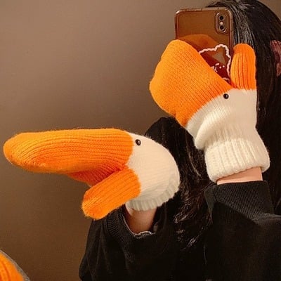Cute big goose mitten-like gloves