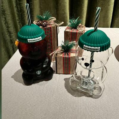 Glass bear cups tumbler limited edition holiday- viral bear tumbler (2025 edition)