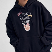 LOVING IS SHARING RIGHT KITTY HOODIE SWEATSHIRT - Thumbnail 1