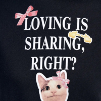 LOVING IS SHARING RIGHT KITTY HOODIE SWEATSHIRT - Thumbnail 3