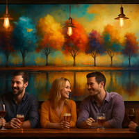 Rainbow Reflections Vibrant Trees at Sunset - Thumbnail 2