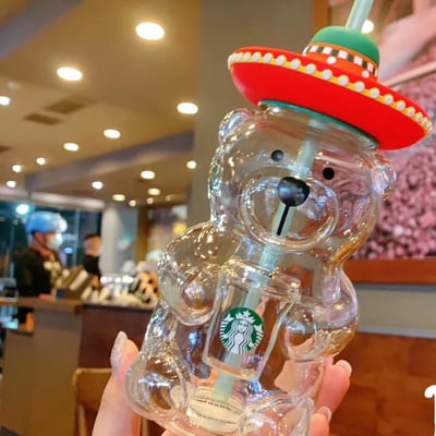  coffee latin america hat bear 17oz glass cold cup tumbler 
