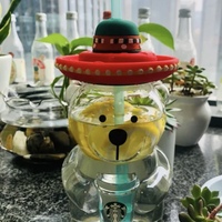  Coffee Latin America Hat Bear 17oz Glass Cold Cup Tumbler  - Thumbnail 1