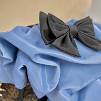 A-line Off Shoulder Satin Blue Long Prom Dress Blue Long Formal Dress - Thumbnail 3