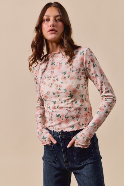 Floral Print Textured Top