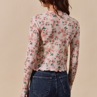 Floral Print Textured Top - Thumbnail 3