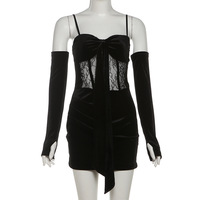 Hot and sexy Christmas-themed lace-trimmed bodycon dress - Thumbnail 1