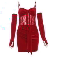 Hot and sexy Christmas-themed lace-trimmed bodycon dress - Thumbnail 5