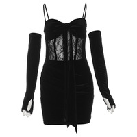 Hot and sexy Christmas-themed lace-trimmed bodycon dress - Thumbnail 6