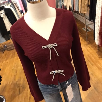 Jewel bow cardigan