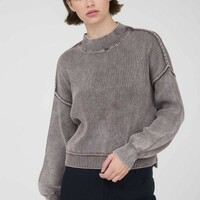 Washed Mock Neck Sweater - Thumbnail 1