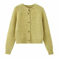 Retro-chic casual outfit with floral-colored cardigan and sweater - Thumbnail 2