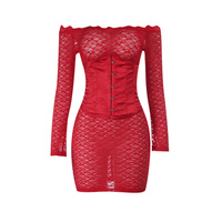 Off-the-shoulder lace bodycon dress - Thumbnail 3