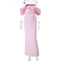 Elegant satin evening gown for parties and commuting - Thumbnail 3