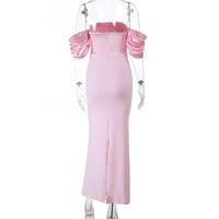 Elegant satin evening gown for parties and commuting - Thumbnail 4