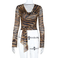 Trendy and sexy leopard print tie-up top - Thumbnail 2