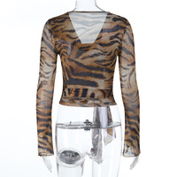 Trendy and sexy leopard print tie-up top - Thumbnail 3