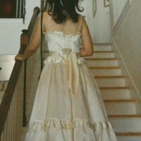 Spaghetti Straps A-Line Ivory Midi Length Party Dress - Thumbnail 1