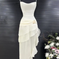 Elegant Straps Sheath Ivory Long Evening Dress Party Dress - Thumbnail 1