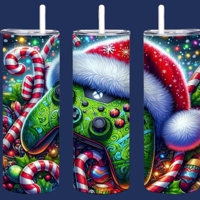 Christmas gamer tumbler 20oz skinny, xbox controller holiday gift, gaming sublimation,free ship