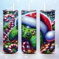 Christmas Gamer Tumbler 20oz Skinny, Xbox Controller Holiday Gift, Gaming Sublimation,Free Ship - Thumbnail 1