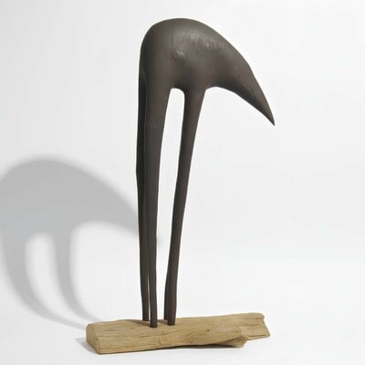 Wooden sculpture by Tach Pollard "CrowHorse III" 