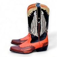 Crafted Leather Men’s Classic Multi Color Leather Pointed Toe Cowboy Boot - Thumbnail 2