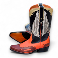 Crafted Leather Men’s Classic Multi Color Leather Pointed Toe Cowboy Boot - Thumbnail 5