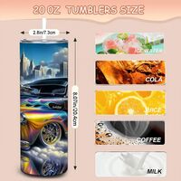 Custom Hot Rod Truck Tumbler 20oz Skinny, Vintage Pickup Lowrider Gift for Man or Dad, Flame Decal - Thumbnail 2