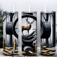 Hunter Tumbler 20oz Skinny, R#fle Scope Deer Hunting Gift for Man or Dad, Outdoorsman Ammunition  - Thumbnail 2