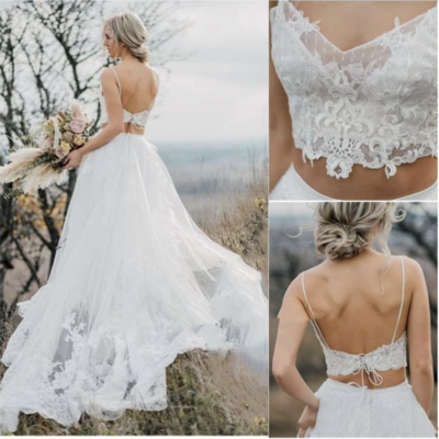  two piece wedding gown bridal dresses lace