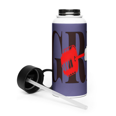 Stainless steel water bottle with a straw lid (grind)