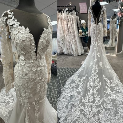 V Neck Wedding Dresses Bridal Gown with Appliques