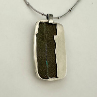 Rectangular Boulder Opal in Sterling Silver - Thumbnail 1