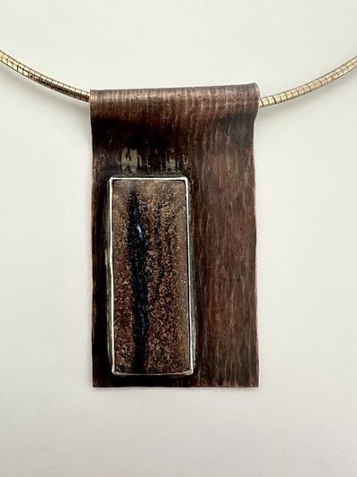 Boulder Opal Set In Hammered Copper