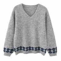 Retro-style bow-knit crocheted shawl two-piece set with scarf and knit sweater - Thumbnail 1