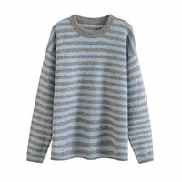 Retro-style classic polka dot striped pullover crew neck long-sleeved warm sweater - Thumbnail 2