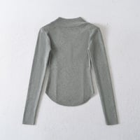 V-neck short striped slim-fit base knit sweater - Thumbnail 2