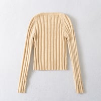Double-breasted design with ribbed textured long-sleeved knit sweater - Thumbnail 2