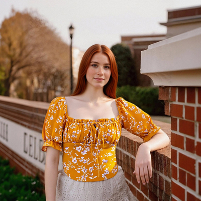 Fashionable floral strappy off-shoulder top